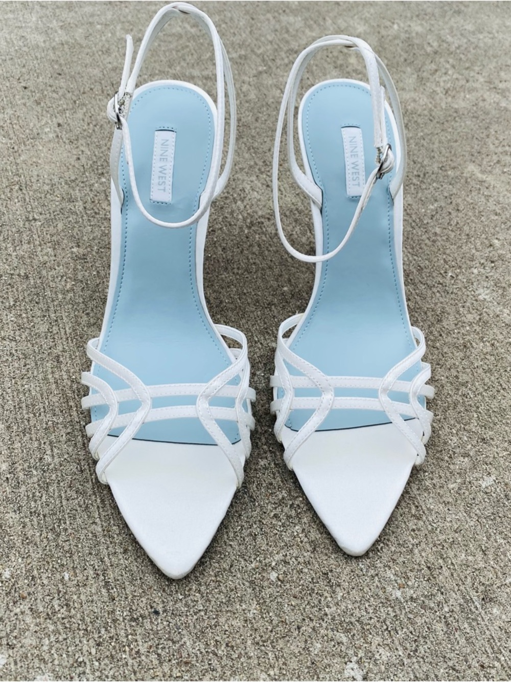 *Bridal Must Have* White Pointed Toe Strappy Ankle Diamond Bling Heels